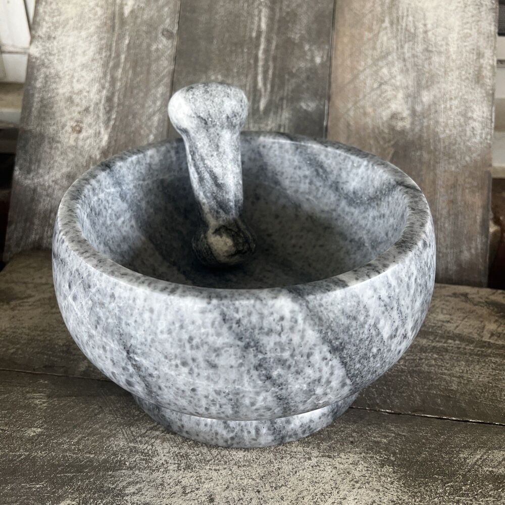 Extra Large Vintage 8" Heavy Duty Granite Molcajete Mortar and Pestle Round Base